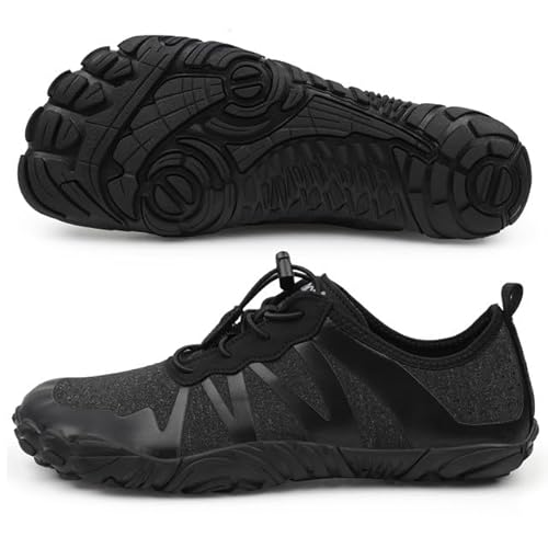 riemot Badeschuhe Herren Wasserschuhe Schwimmschuhe Sommer Schnell Trocknend Strandschuhe Slip on Breathable Surfschuhe Aquaschuhe für Männer,Schwarz 42EU von riemot