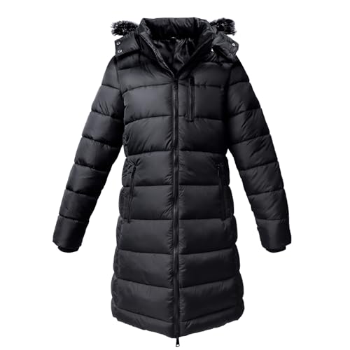 riemot Damen Winterjacke Langer Winter Warmer Mantel mit Reißverschluss Leichte Winterjacke Indoor oder Outdoor Schwarze jacke Frauen Outdoor Warmer Mantel, Schwarz S von riemot