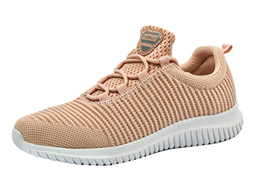 riemot Damen Herren Walkingschuhe Laufschuhe Sportschuhe Sport Trekking Sneaker Turnschuhe Herren Straßenlaufschuhe Freizeit Leichtgewichts Atmungsaktiv Schuhe, Koralle, 36 EU von riemot