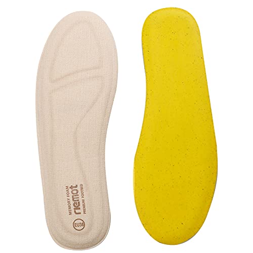 riemot Memory Foam Einlegesohlen für Damen - Soft Foam Schuheinlagen Weiche Einlagen für Sneaker, Laufschuhe, Wanderschuhe - für Sport, Freizeit und Alltag, Damen Beige 36 EU von riemot