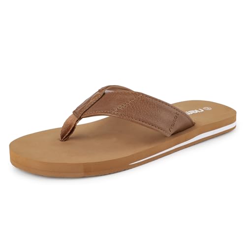 riemot Flip Flops Herren Zehentrenner Sommer Badelatschen Strand Sandalen Rutschfest Leicht Sommerschuhe Hellbraun 42EU von riemot