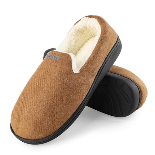 riemot Hausschuhe Damen Geschlossen Winter Warme Memory Foam Pantoffeln Kunstwolle Weich Leicht Rutschfest Innen Außen Loafer Hausschuhe Braun EU37 von riemot