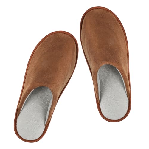 riemot Hausschuhe Herren, Frottee Slipper, Bequem Leicht Pantoffeln Weiche Rutschfeste Indoor & Outdoor, Braun 44/45EU von riemot