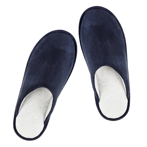 riemot Hausschuhe Herren, Frottee Slipper, Bequem Leicht Pantoffeln Weiche Rutschfeste Indoor & Outdoor, Marineblau 44/45EU von riemot