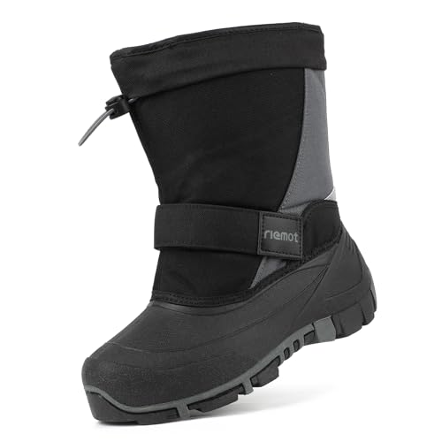 riemot Kinder Winterstiefel Jungen Mädchen Schneestiefel Warm Gefüttert Winterschuhe Wasserdicht Kinderstiefel Rutschfest Winter Stiefel Grau, 35 EU von riemot