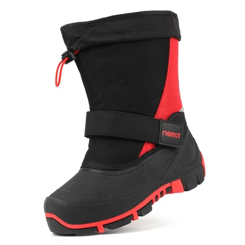 riemot Kinder Winterstiefel Jungen Mädchen Schneestiefel Warm Gefüttert Winterschuhe Wasserdicht Kinderstiefel Rutschfest Winter Stiefel Rot, 31 EU von riemot