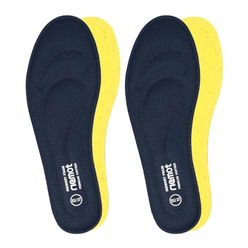 riemot 2 Paar Memory Foam Einlegesohlen für Damen Komfort Einlegesohlen Weich Schuheinlagen für Sneaker Arbeitsschuhe Wanderschuhe für Sport Freizeit und Beruf,Marineblau Gr.38 von riemot