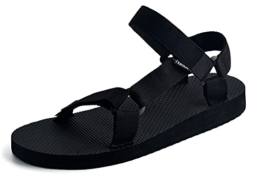 riemot Sandalen Herren Sommer Flach Sport Sandale Outdoor Sommerschuhe Offroad Trekking- & Wandersandalen Atmungsaktiv und Leichte Herren Schwarz EU 46 von riemot