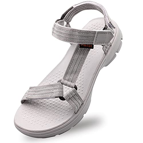 riemot Wandersandalen Sommer Strand Wasserschuhe Verstellbare rutschfeste Bogen Unterstützung Sandalen Leichte Offene Zehe Wandern Sandalen Erwachsene Grau 36 EU von riemot