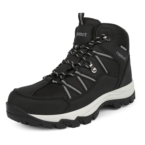 riemot Wanderschuhe Damen Trekkingschuhe rutschfeste Stiefeletten Outdoor Trekking Schuhe Hiking Boots Camping Backpacking Wanderstiefel Schwarz, gr.41 von riemot