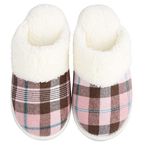 riemot Warme Hausschuhe Herren Damen Winter,Plüsch Gefütterte Pantoffeln Flauschige,Memory Foam Hauspantoffeln,Unisex Indoor Outdoor Slippers Rutschfest,Kuschelige Komfort Rosa 38-39 EU von riemot