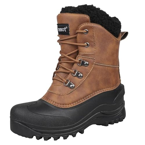 riemot Wasserdicht Schneestiefel Warme Winterstiefel Herren Gefüttert Winterschuhe Winter Rutschfest Stiefel Damen Outdoor Wanderschuhe Trekkingschuhe Winter Boots Herren Braun 43 EU von riemot