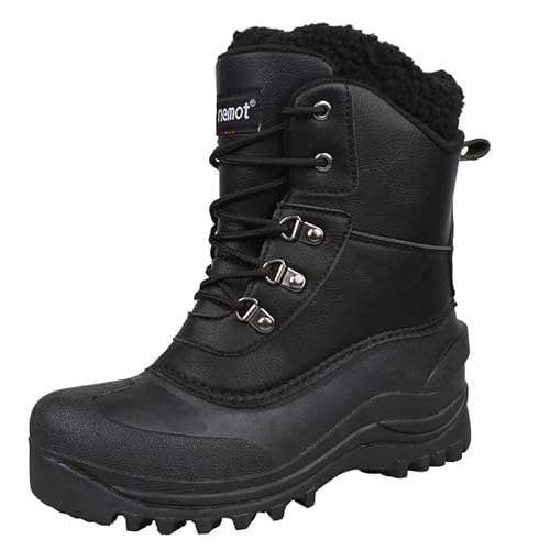 riemot Wasserdicht Schneestiefel Warme Winterstiefel Damen Gefüttert Winterschuhe Winter Rutschfest Stiefel Damen Outdoor Wanderschuhe Trekkingschuhe Winter Boots Damen Schwarz 39 EU von riemot