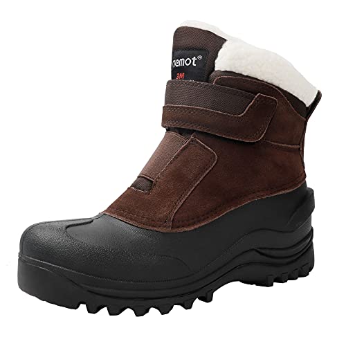 riemot Winterschuhe Damen Wasserdicht Winterstiefel Gefüttert Warme Schneestiefel Slip-on Thermostiefel Rutschfest Klettverschluss Winter Stiefel Braun Damen EU 38 von riemot