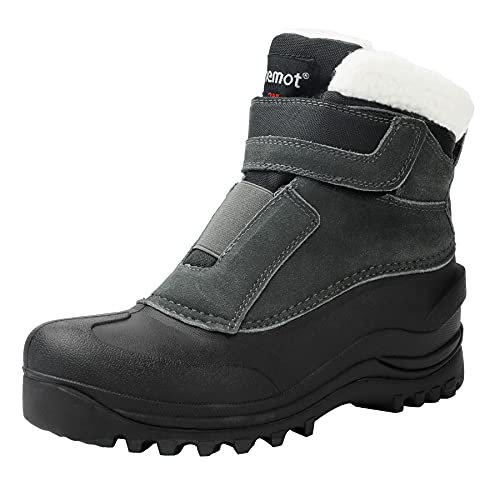 riemot Winterschuhe Damen Wasserdicht Winterstiefel Gefüttert Warme Schneestiefel Slip-on Thermostiefel Rutschfest Klettverschluss Winter Stiefel Grau Damen EU 37 von riemot