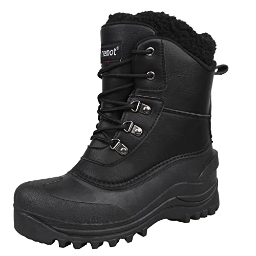 riemot Winterstiefel Damen Herren Wasserdicht Gefüttert Schneestiefel Warme Snow Boots Rutschfest Winter Schuhe, Schwarz, 36 EU von riemot