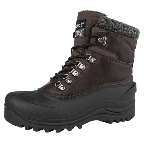 riemot Winterstiefel Herren Wasserdicht Schneestiefel Warme Gefüttert Winterschuhe Winter Rutschfest Stiefel Herren Trekkingschuhe Wanderschuhe Arbeiten Ski Outdoor Winter Boots Braun EU44 von riemot