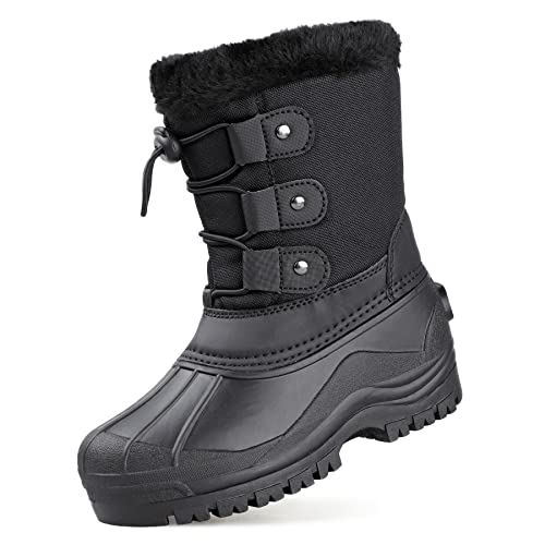 riemot Winterstiefel Mädchen Winterschuhe Schneestiefel Kinder Kinderstiefel Warme Weiche Outdoor Indoor Winterboots Stiefeletten Anti-Rutsch Stiefel Schwarz gr 33 von riemot