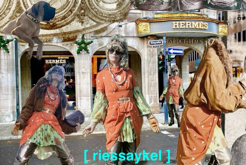 Riessaykel Cocktailkleid Orange Mit Grünem Unterrock - Perfekter Sitz Größe S "Emma Peel Me" von riessaykel