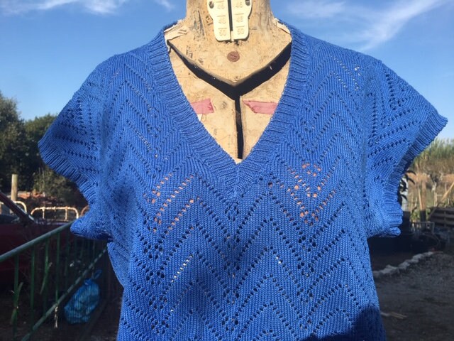 Vintage Pullunder | Strick Royalblau 80Er Jahre Kastenschnitt von riessaykel