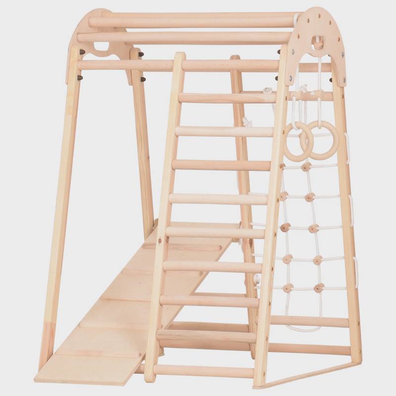 Kompaktes Indoor-Klettergerüst Für Kinder Und Erwachsene - Sprossenwand, Netz & Ringe Heimtraining | En 913 | Kid2Nat von rinagympoland
