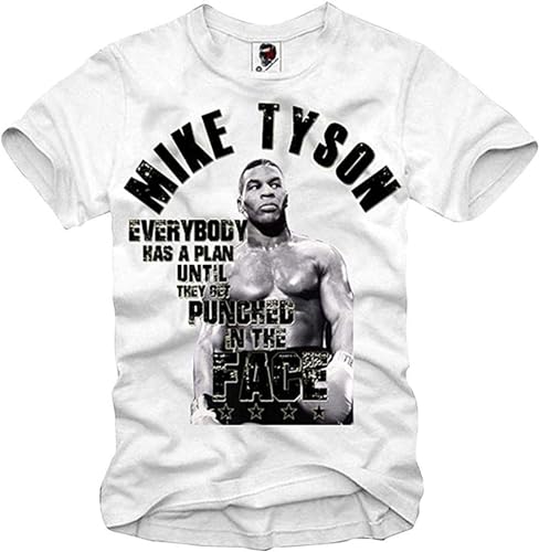 T-Shirt Mike Tyson Everybody Has A Plan HBA Pyrex Holyfield, weiß, S von rinde