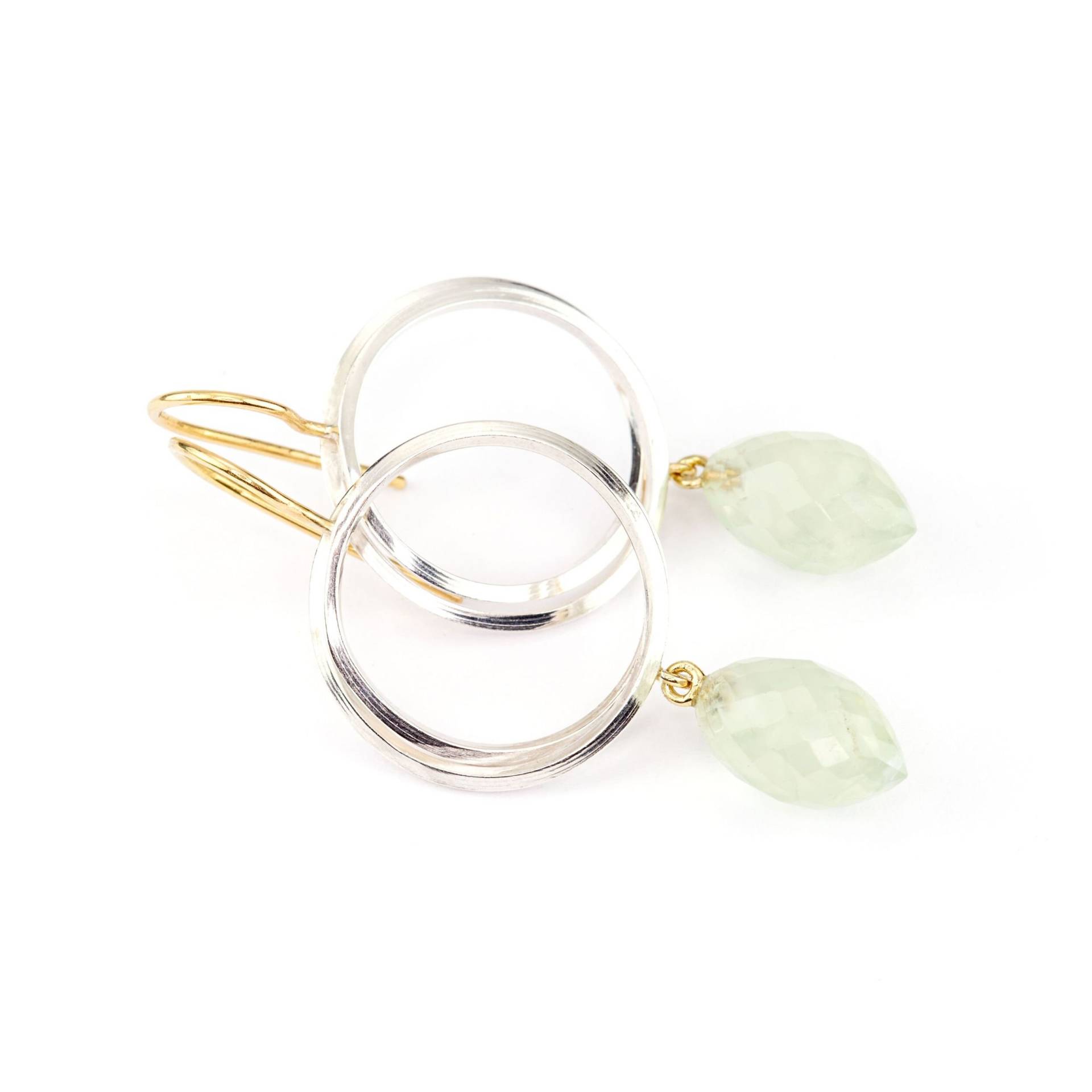 Große, Lang Hängende Ohrringe Silber Gold Mit Prehnit Große, Lang Hängende Ohrringe Silber Gold Mit Prehnit von ringleinshop