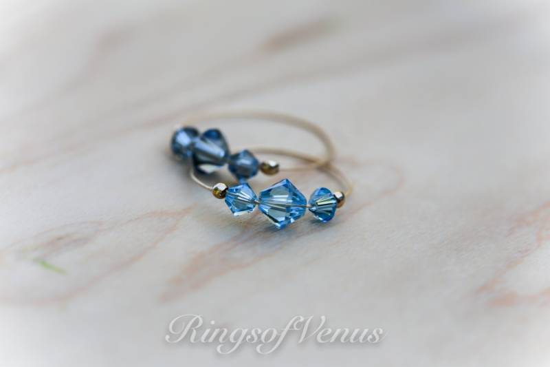 Handgemachte 24K Vergoldete Ring Light Sapphire Swarovski Kristall Ring von ringsofvenus