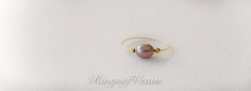 Handgemachte Rosa Süßwasserperle Ring 24K Vergoldeter Stapelring von ringsofvenus