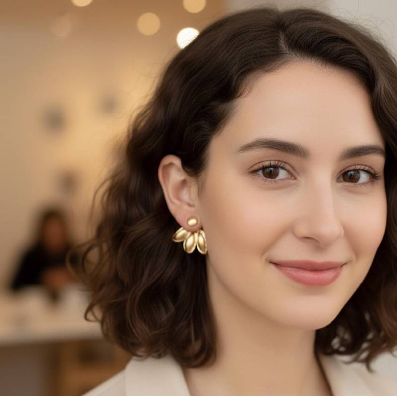 Handgemachte 14K Gold Vermeil Blatt Ohrjacke Ohrringe von rioritajewelry