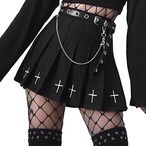 Damen Gothic Kleidung Mantel Jacke Kleid Hose Oberteil Shirt Rock Pullover Schuhe Schmuck Moon Druck Schwarz Punk Harajuku Stil Vintage Karneval Fasching Kostüm von riou