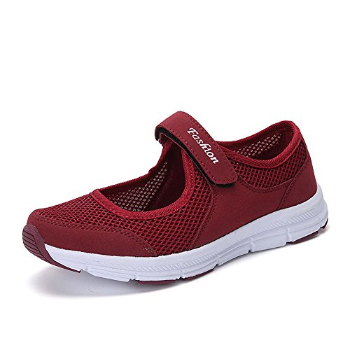 Damen-Sommerschuhe, bequem, Netzstoff, zum Laufen, leicht, atmungsaktiv, orthopädisch, Plateau, Wandern, Outdoor, Schuhe, Burgunderrot, 37 EU Damen-Sommerschuhe, bequem, Netzstoff, zum Laufen, leicht, atmungsaktiv, orthopädisch, Plateau, Wandern, Outdoor, Schuhe, Burgunderrot, 37 EU von riou