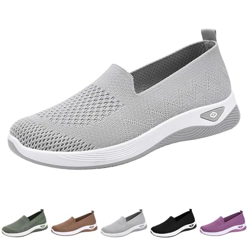 Orthopädische Damenschuhe mit Netzstoff, zum Hineinschlüpfen, bequeme und leichte Sandalen, atmungsaktive und rutschfeste Netzschuhe, Sportschuhe, grau, 39 EU Orthopädische Damenschuhe mit Netzstoff, zum Hineinschlüpfen, bequeme und leichte Sandalen, atmungsaktive und rutschfeste Netzschuhe, Sportschuhe, grau, 39 EU von riou