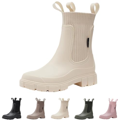 riou Chelsea Gummistiefel für Damen, Rain Boots, rutschfest, Knöchel, Wellington Boots, Regen, modisch, flexibel und rutschfest, Braun, Grau, Rot, Rosa, Weiß, Burgunderrot, 40 EU riou Chelsea Gummistiefel für Damen, Rain Boots, rutschfest, Knöchel, Wellington Boots, Regen, modisch, flexibel und rutschfest, Braun, Grau, Rot, Rosa, Weiß, Burgunderrot, 40 EU von riou