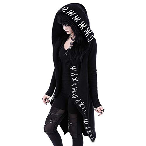 riou Damen Gothic Kleidung Mantel Jacke Kleid Hose Oberteil Shirt Rock Pullover Schuhe Schmuck Moon Druck Schwarz Punk Harajuku Stil Vintage Karneval Fasching Kostüm von riou