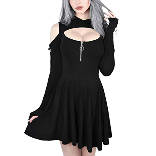 riou Damen Gothic Kleidung Mantel Jacke Kleid Hose Oberteil Shirt Rock Pullover Schuhe Schmuck Moon Druck Schwarz Punk Harajuku Stil Vintage Karneval Fasching Kostüm von riou