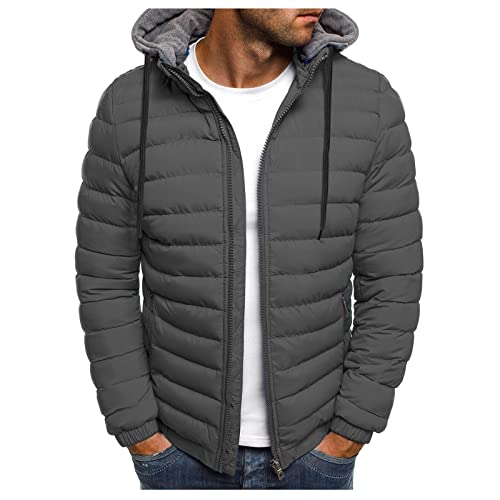 riou Herren Steppjacke Winterjacke Warm Winter Gefüttert übergangsjacke Daunenjacke Leichte Outdoorjacke Reißverschluss Hoodie Kapuzenjacke Freizeitjacke Verpackbar Jacke für Männer von riou