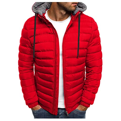 riou Herren Steppjacke Winterjacke Warm Winter Gefüttert übergangsjacke Daunenjacke Leichte Outdoorjacke Reißverschluss Hoodie Kapuzenjacke Freizeitjacke Verpackbar Jacke für Männer von riou