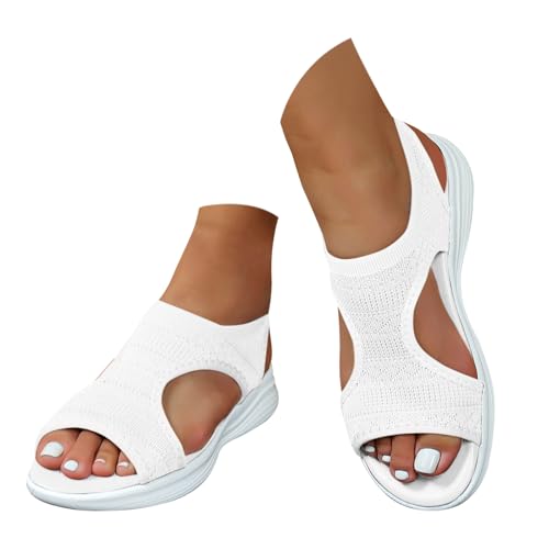 riou Orthopädische Sandalen für Damen, Sommer, leicht, lässig, Sportschuhe mit offener Spitze, Stricksandalen für Wandern, Urlaub, 02 weiß, 41 EU riou Orthopädische Sandalen für Damen, Sommer, leicht, lässig, Sportschuhe mit offener Spitze, Stricksandalen für Wandern, Urlaub, 02 weiß, 41 EU von riou