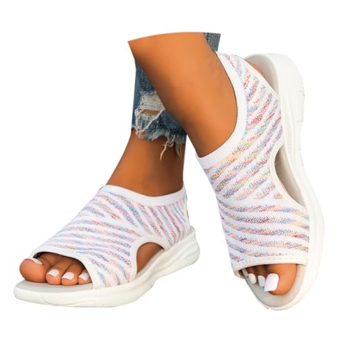 riou Orthopädische Sportsandalen für Damen, modisch, offene Zehenpartie, Keilabsatz, waschbar, Sommer, Wandersandalen, N Weiß, 39 EU riou Orthopädische Sportsandalen für Damen, modisch, offene Zehenpartie, Keilabsatz, waschbar, Sommer, Wandersandalen, N Weiß, 39 EU von riou