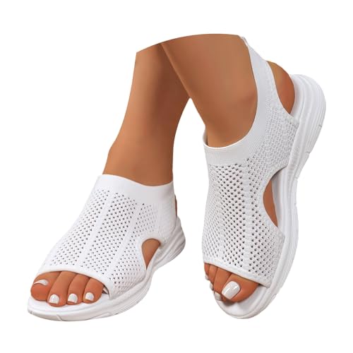 riou Orthopädische Sportsandalen für Damen, modisch, offene Zehenpartie, Keilabsatz, waschbar, Sommer, Wandersandalen, Z2, Weiß, 40 EU riou Orthopädische Sportsandalen für Damen, modisch, offene Zehenpartie, Keilabsatz, waschbar, Sommer, Wandersandalen, Z2, Weiß, 40 EU von riou