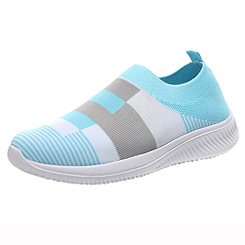 riou Schuhe Damen Schnürschuhe Schwarz Schuhe Schuhe beiläufige atmungsaktive für Frauen laufender Damen-Sneaker Damenschuhe Wandern (Light Blue, 38) von riou