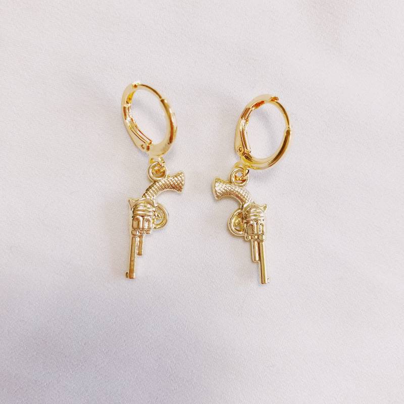 Ohrring Pistole/Creolen Western Hängeohrringe 24 Karat Vergoldet Ohrring Pistole/Creolen Western Hängeohrringe 24 Karat Vergoldet von riseAshine