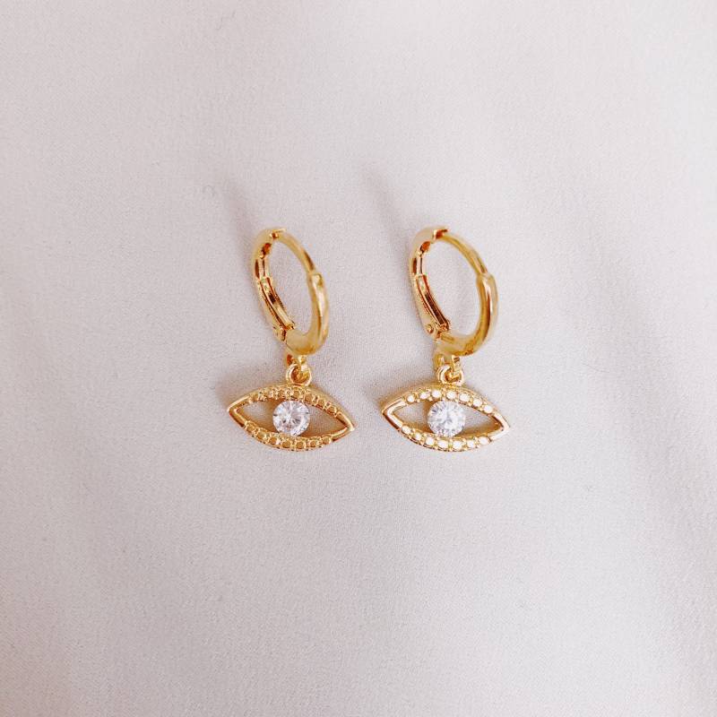 Vergoldet 24 Karat Creolen Mit Anhänger/Ohrring Auge Hängeohrringe Schutzauge Vergoldet 24 Karat Creolen Mit Anhänger/Ohrring Auge Hängeohrringe Schutzauge von riseAshine