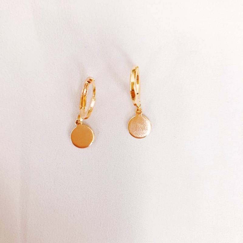 Vergoldet 24 Karat Creolen Mit Anhänger/Ohrring Kreis Hängeohrringe von riseAshine