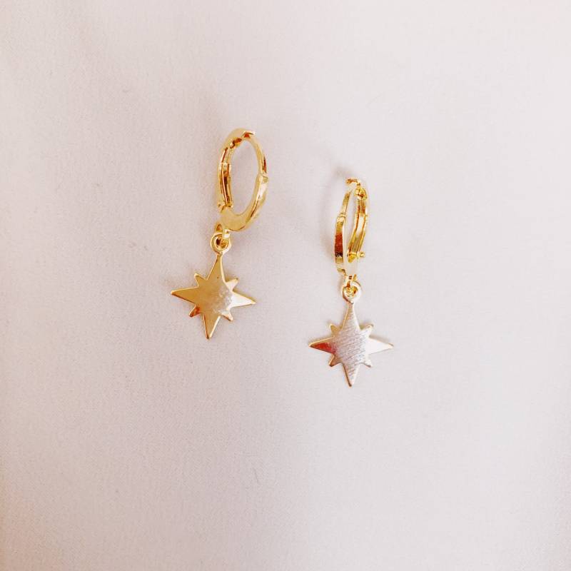 Vergoldet 24 Karat Creolen Mit Anhänger/Ohrring Stern Hängeohrringe Vergoldet 24 Karat Creolen Mit Anhänger/Ohrring Stern Hängeohrringe von riseAshine