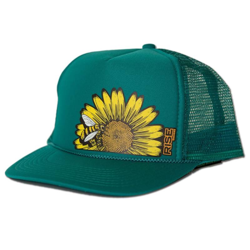 Sonnenblume Bienen Trucker Mütze - Jade Türkis Mesh Back Snap Hat von risedesigns