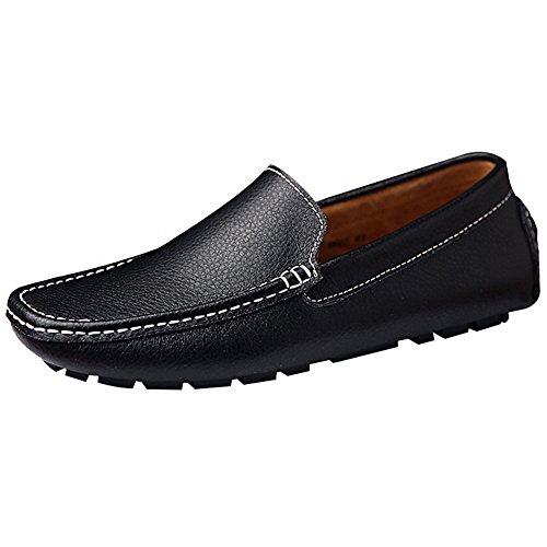 Jamron Herren Kunstleder Stilvoll Mokassin Loafers Penny Loafers Schwarz SN9100 EU42 von Jamron