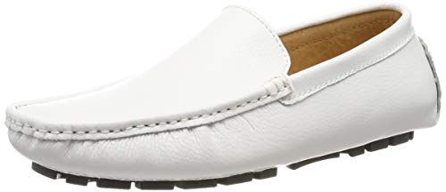 Jamron Herren Kunstleder Stilvoll Mokassin Loafers Penny Loafers Weiß SN9100 EU42 von Jamron