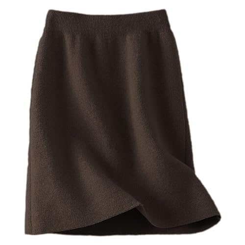 rismart Damen Falsche Wolle Rock Hohe Taille Kitting Bleistift Bodycon Kurze Röcke für Herbst Winter Kaffee,S von rismart